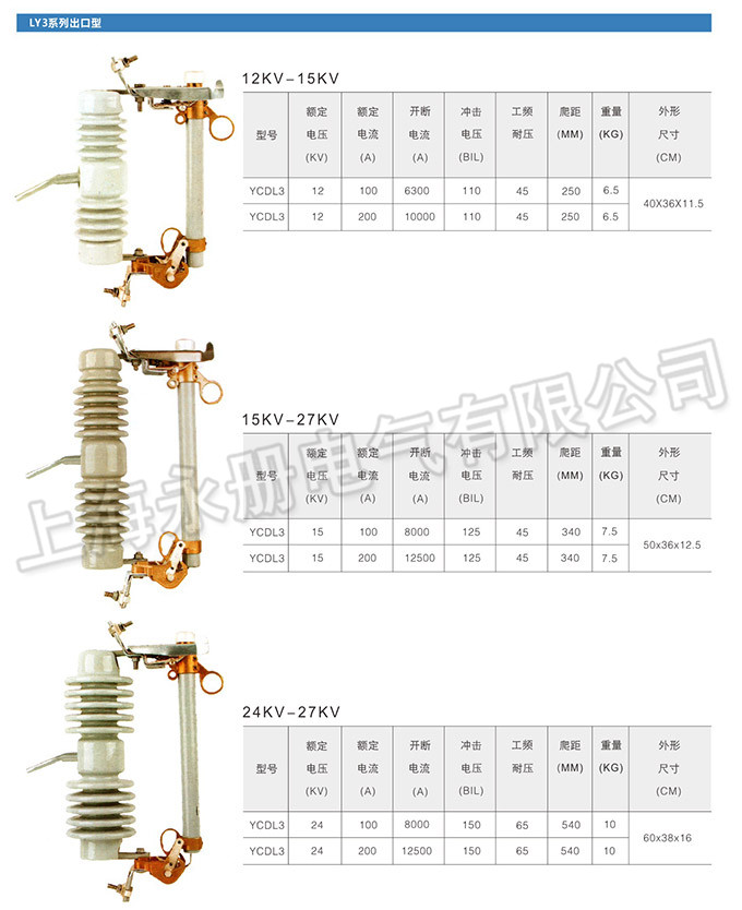 跌落式熔斷器的技術參數